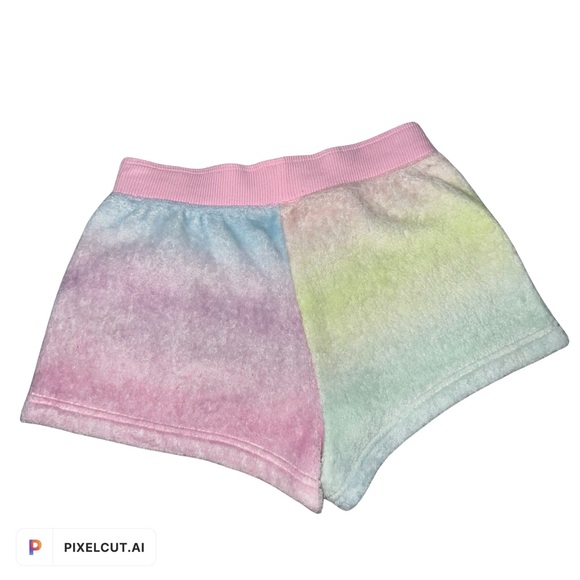 victorias secret PINK fuzzy rainbow shorts womens xsmall - Picture 2 of 3